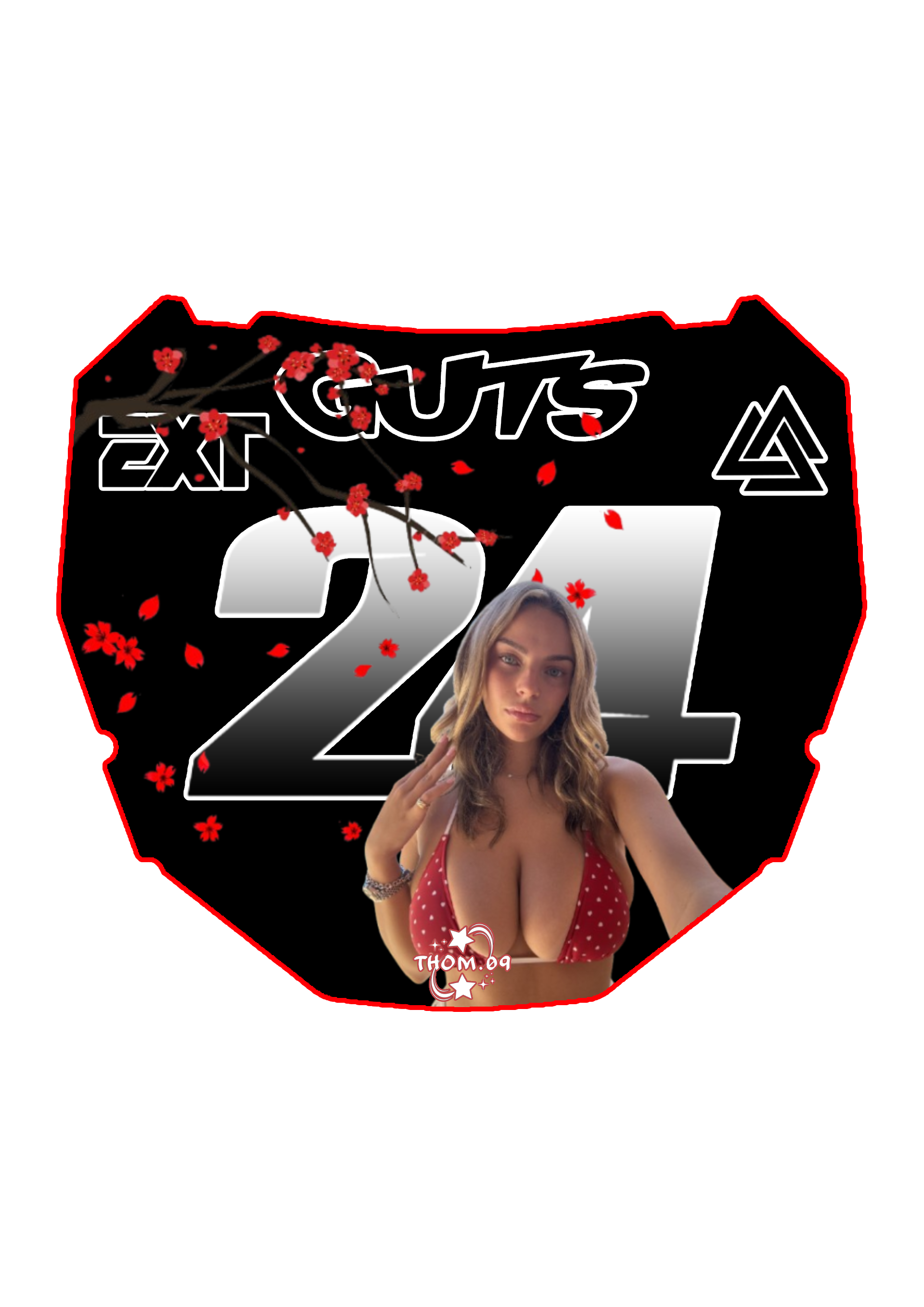 Front Plate Decal Number 24 Red Blossom Blonde Odi Style