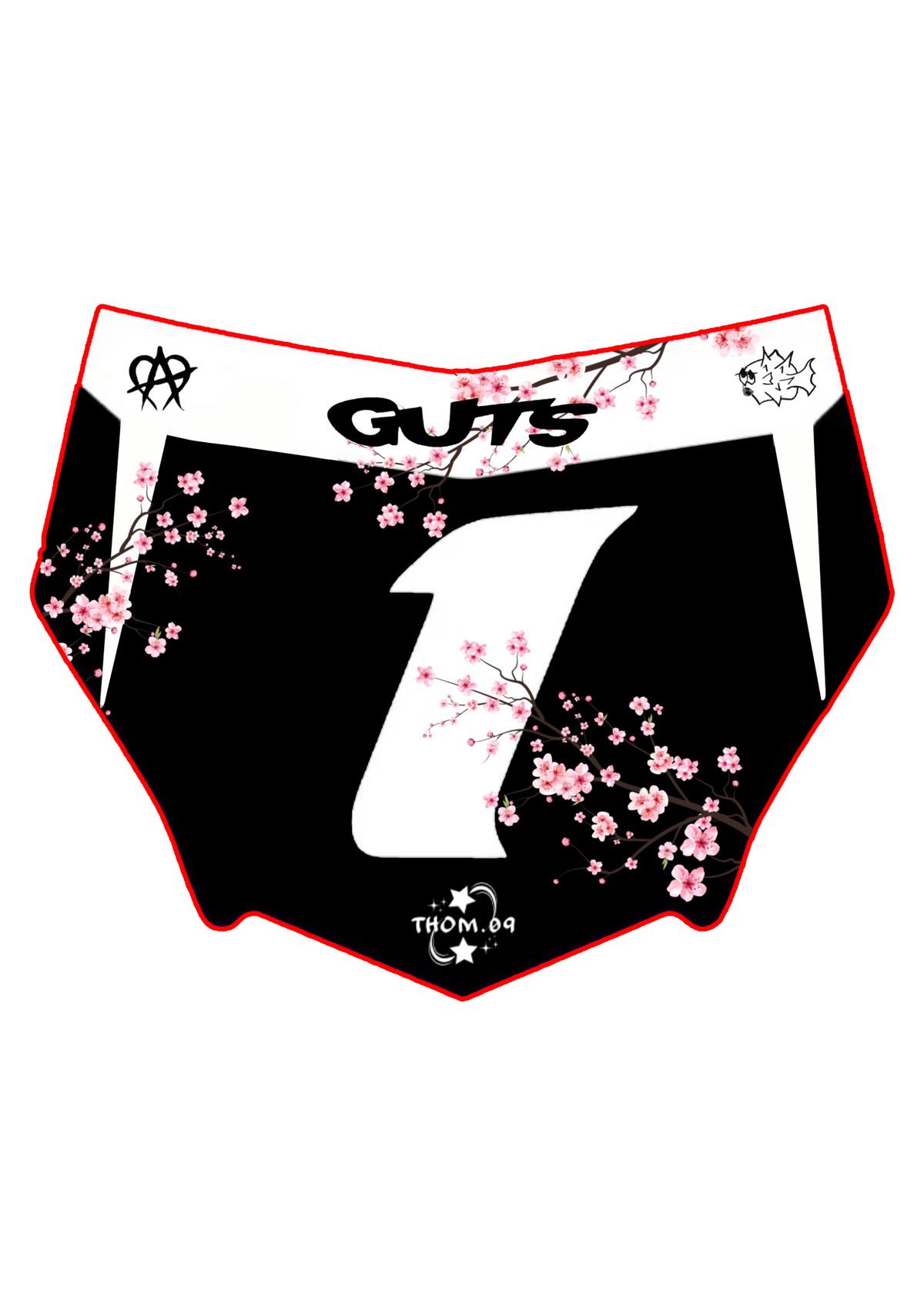 Front Plate Decal Number 1 Blossom Pink Motocutz Style