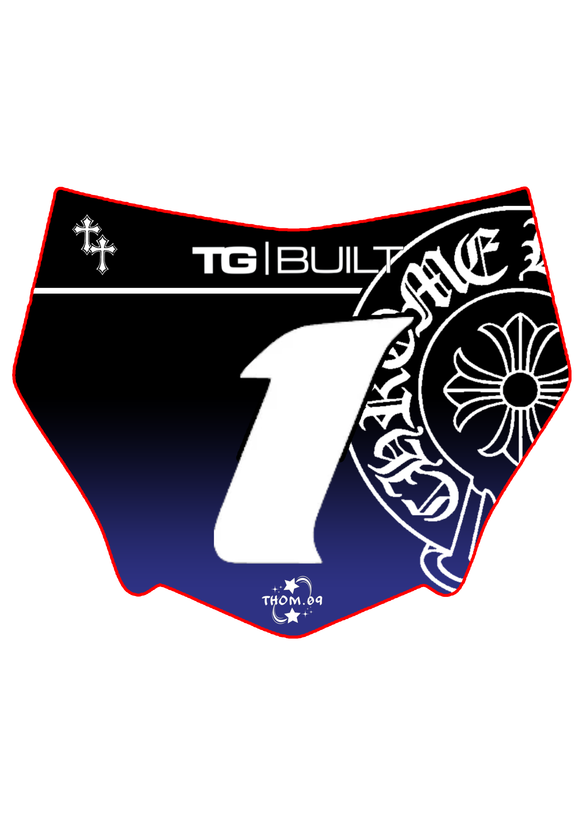 Front Plate Decal Chrome Logo Blue Gradient Motocutz Style