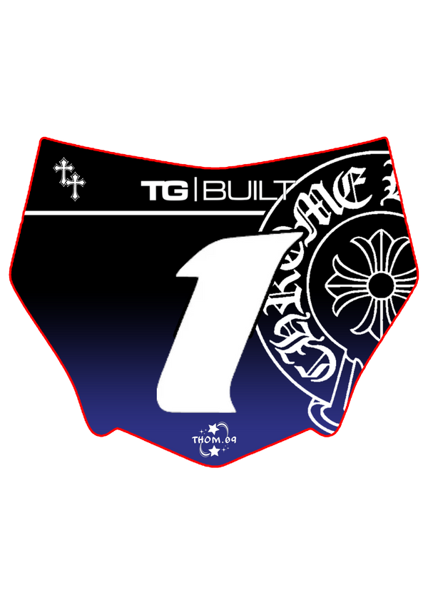 Front Plate Decal Chrome Logo Blue Gradient Motocutz Style
