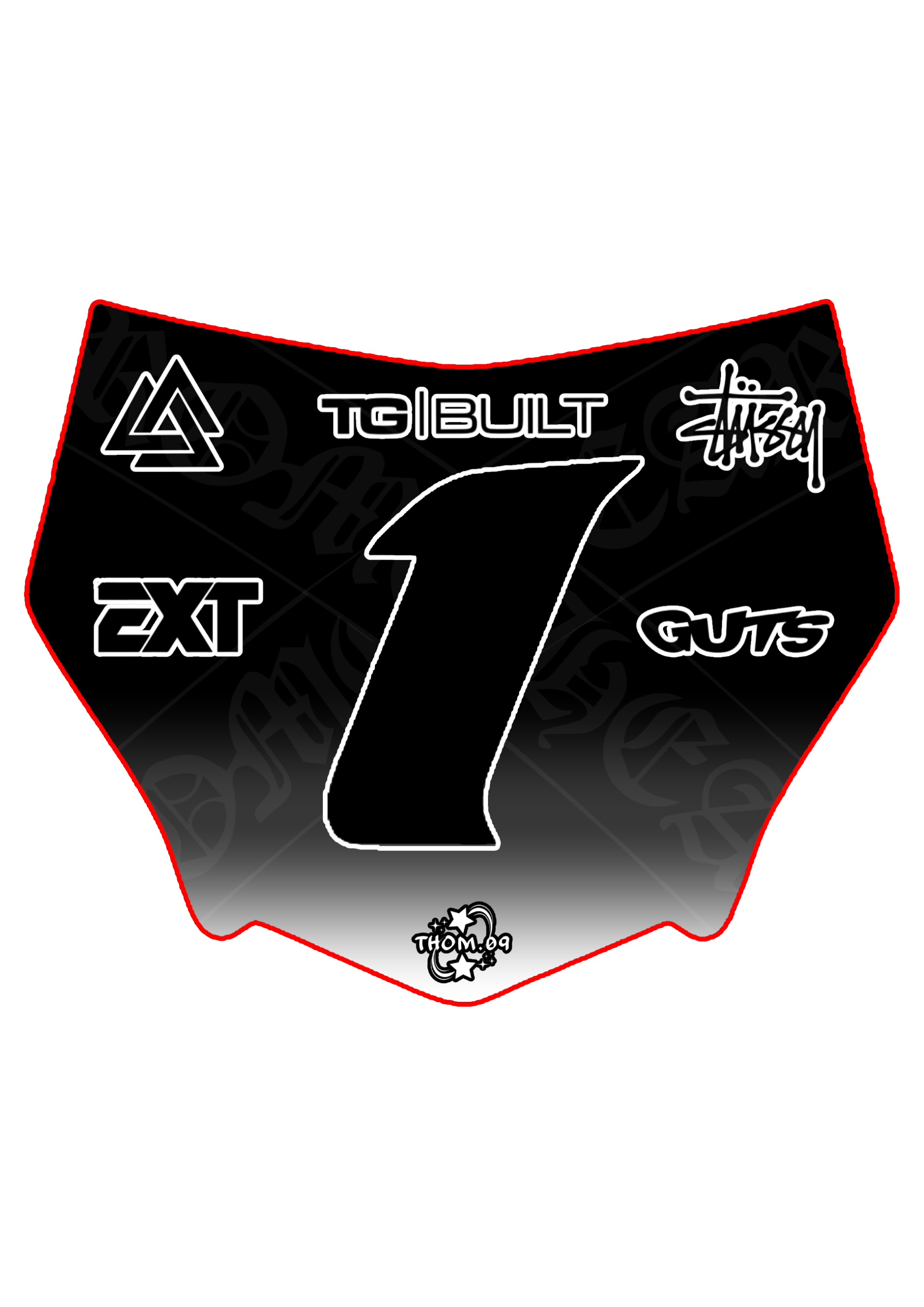 Front Plate Decal Number 1 Fading Chrome Logo Motocutz Style