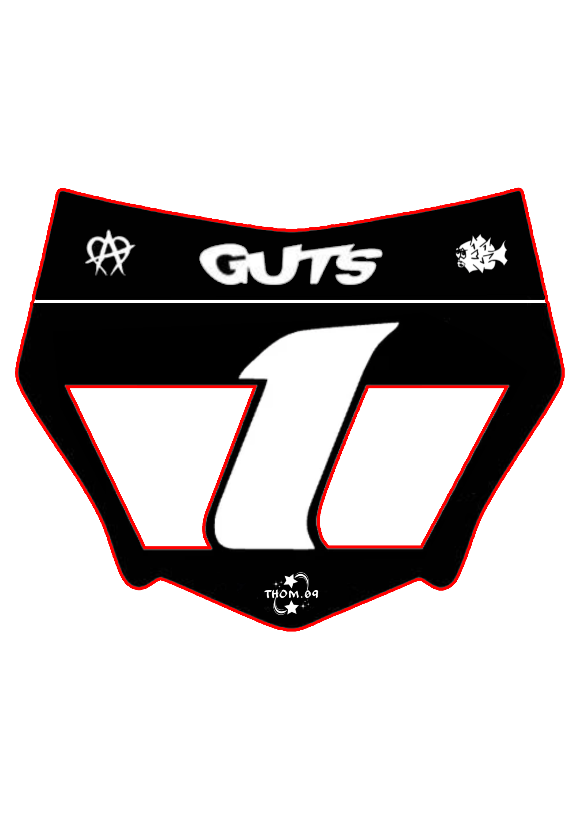 Vented Front Plate Decal Number 1 Motocutz Style