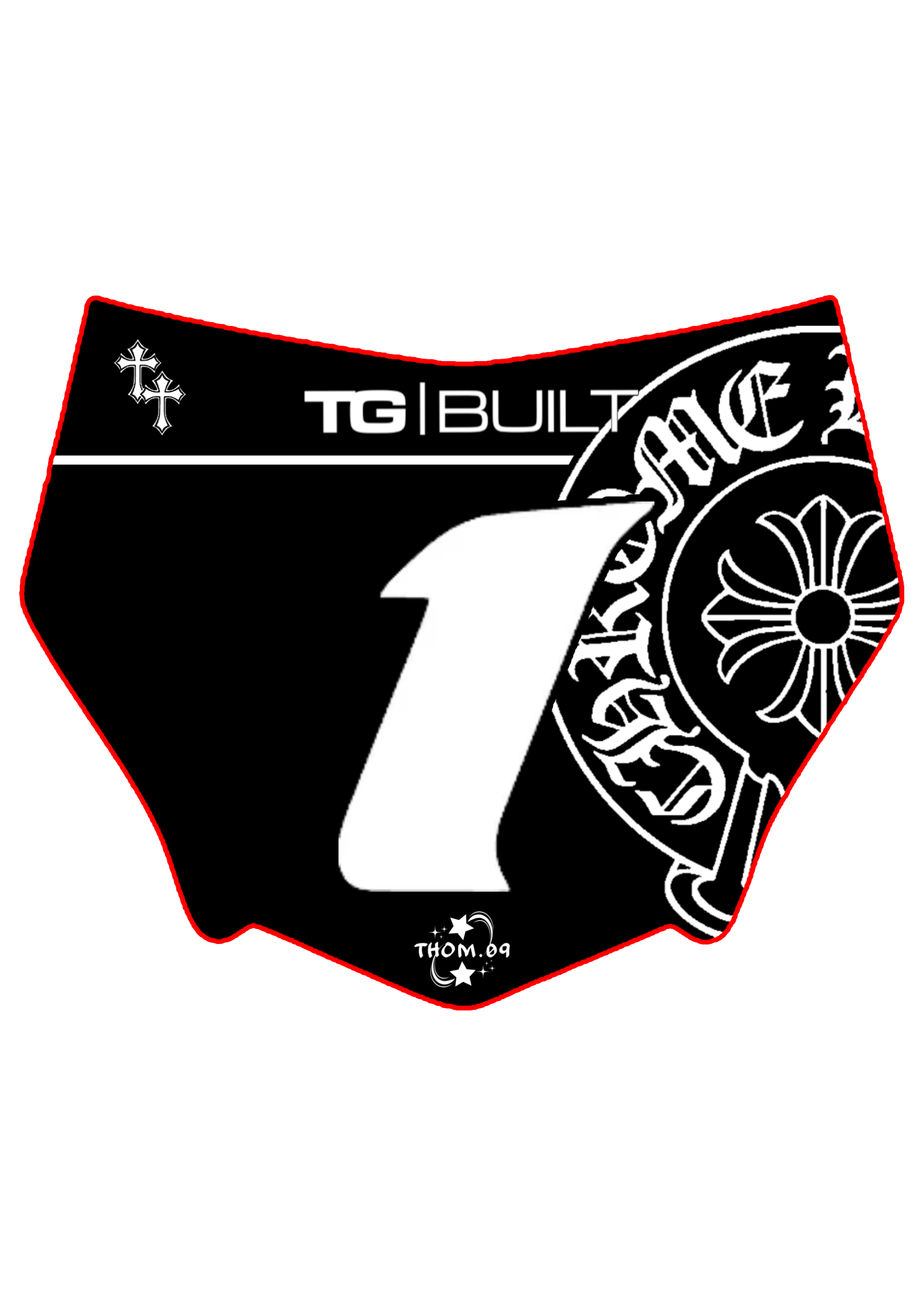 Front Plate Decal Number 1 Chrome Logo Motocutz Style