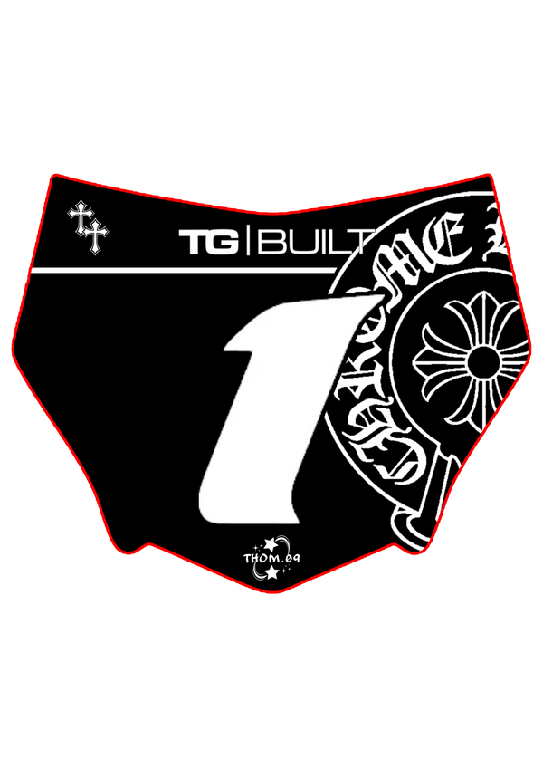 Front Plate Decal Number 1 Chrome Logo Motocutz Style