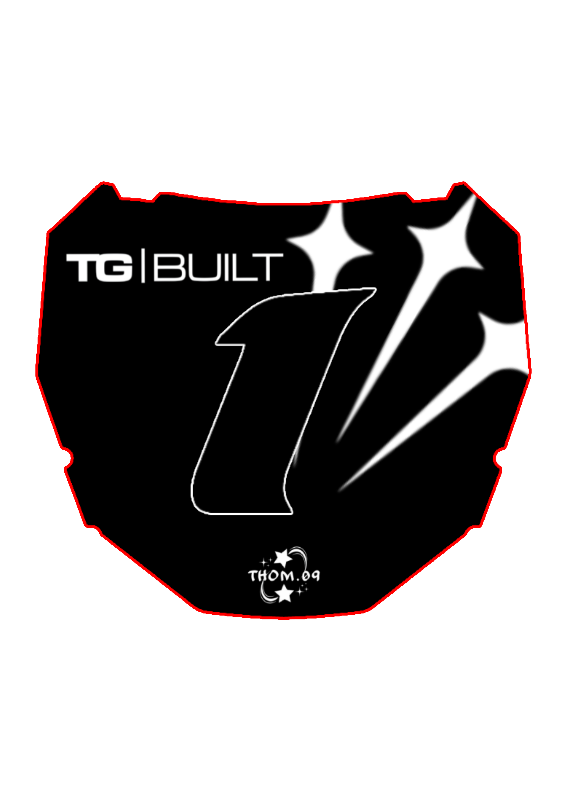 Front Plate Decal Number 1 Flying Stars Logo Odi Style
