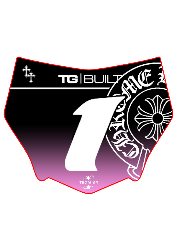Front Plate Decal Chrome Logo Pink Gradient Motocutz Style