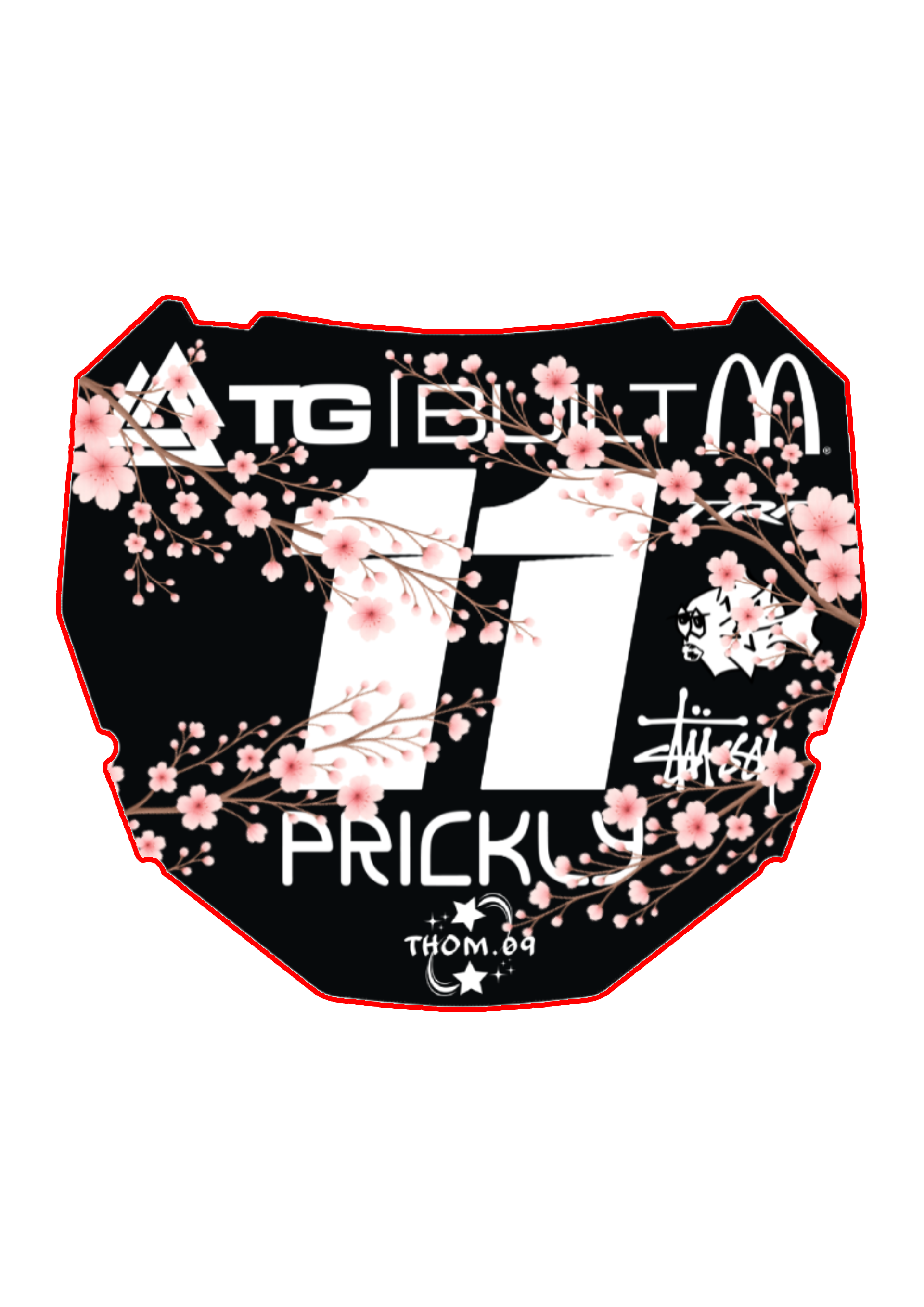 Front Plate Decal Number 11 Blossom Pink Odi Style