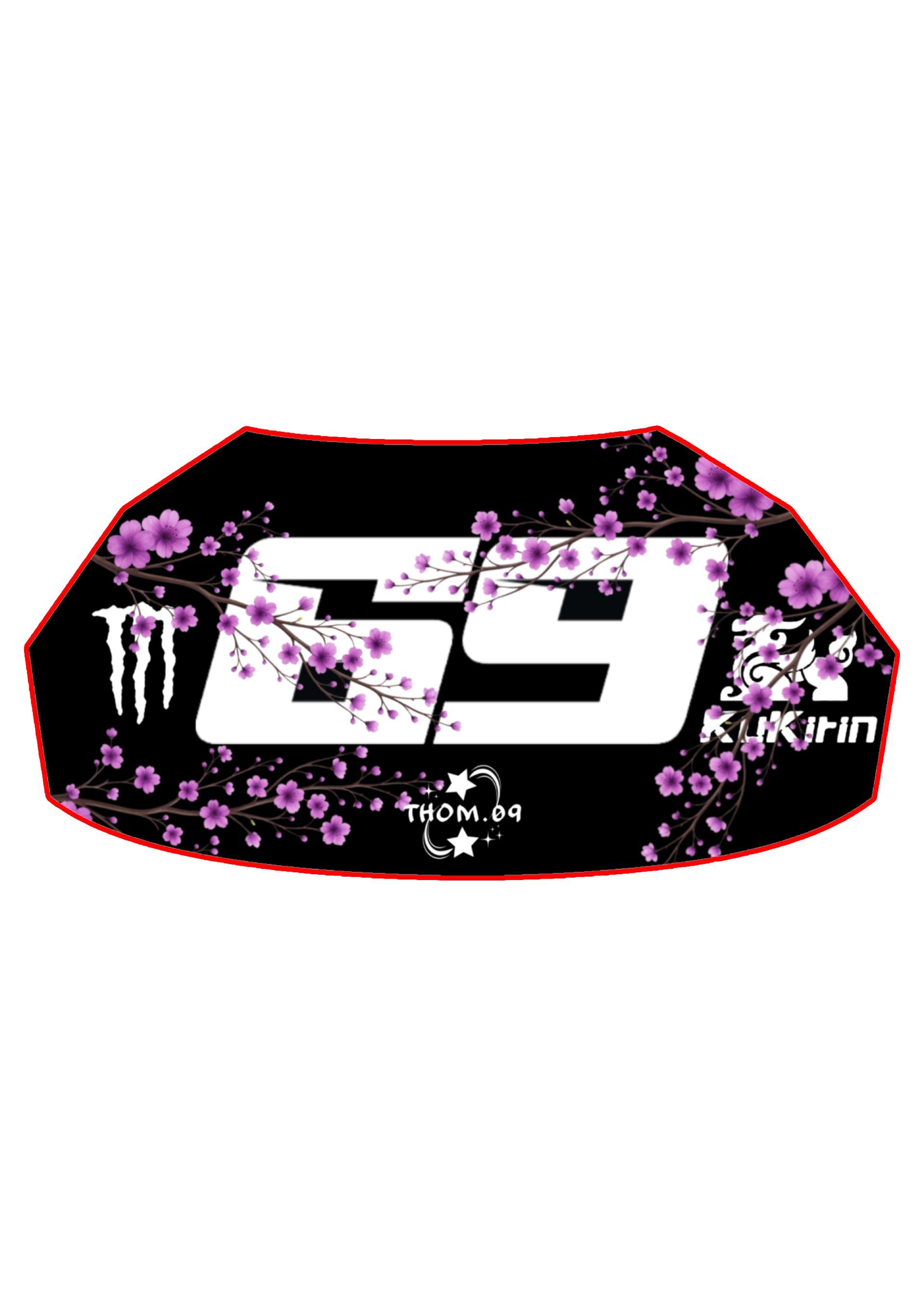 Front Plate Decal Number 69 Blossom Purple Kukirin