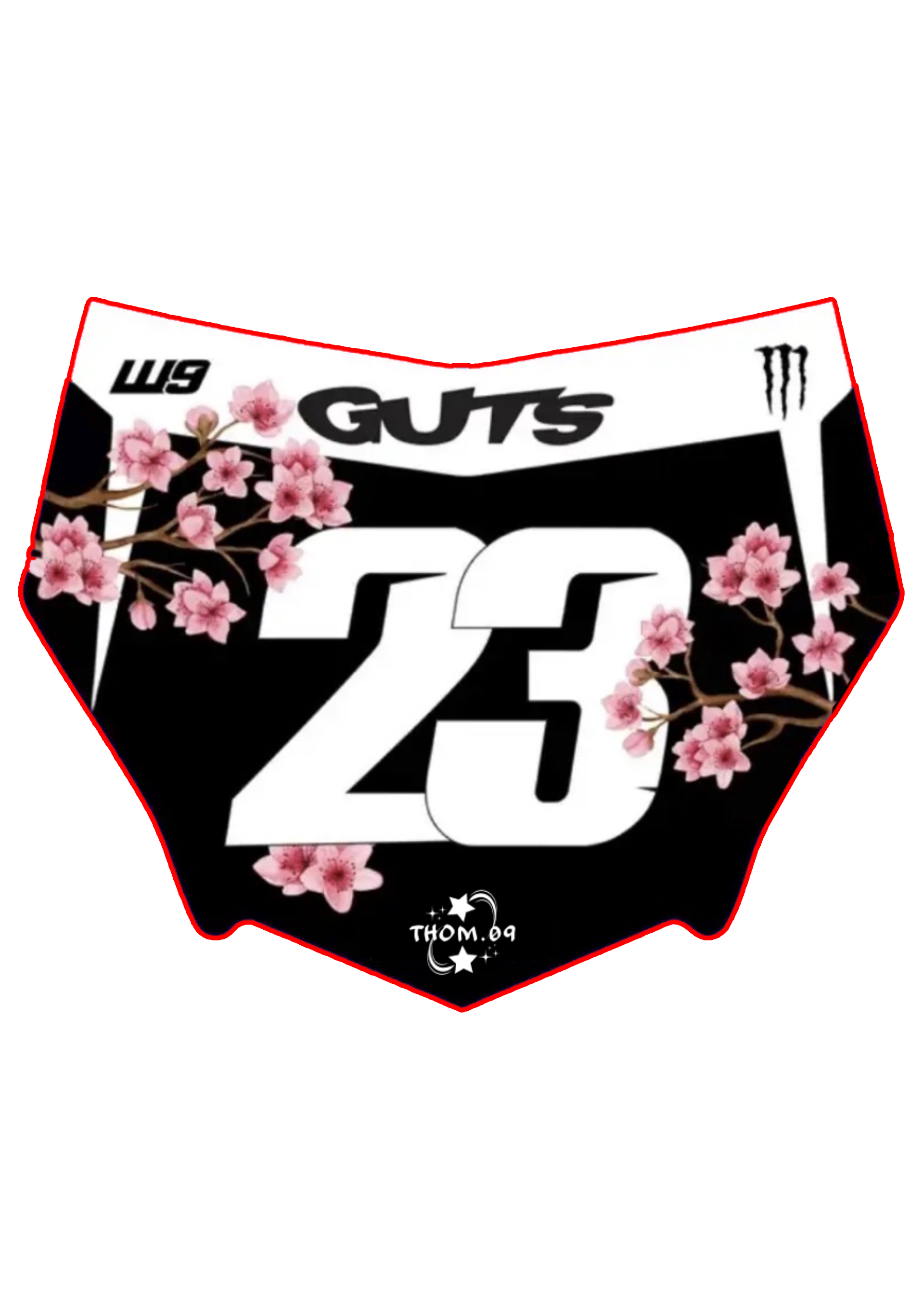 Front Plate Decal Number 23 Blossom Pink Motocutz Style