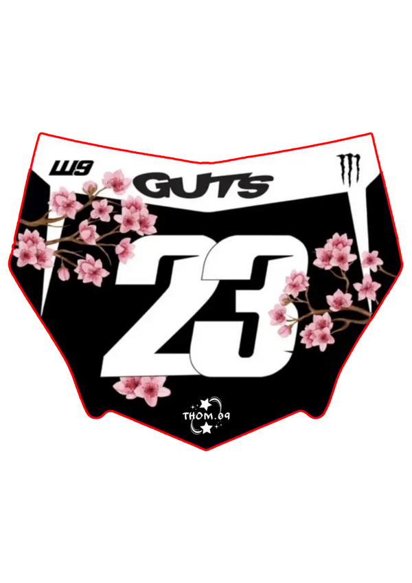 Front Plate Decal Number 23 Blossom Pink Motocutz Style