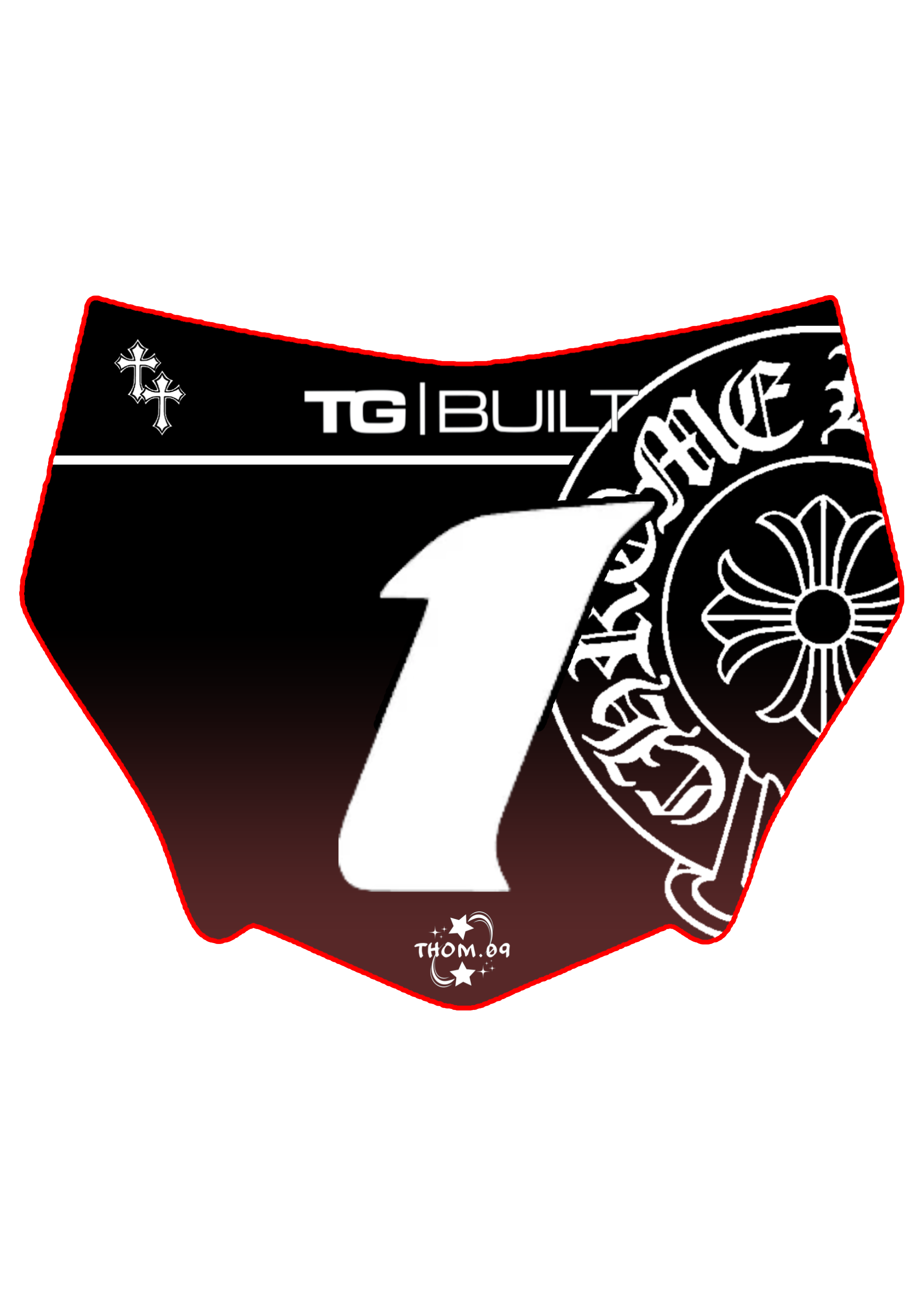 Front Plate Decal Chrome Logo Red Gradient Motocutz Style