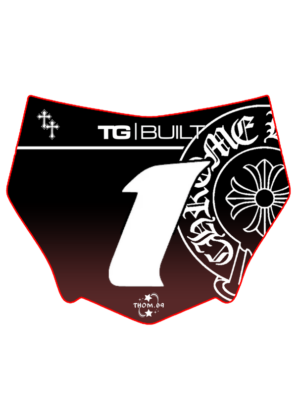 Front Plate Decal Chrome Logo Red Gradient Motocutz Style