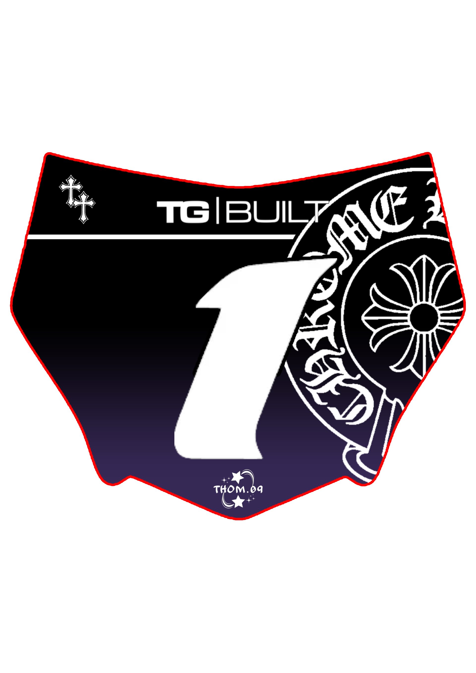 Front Plate Decal Chrome Logo Purple Gradient Motocutz Style