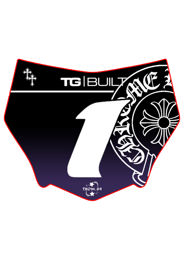 Front Plate Decal Chrome Logo Purple Gradient Motocutz Style