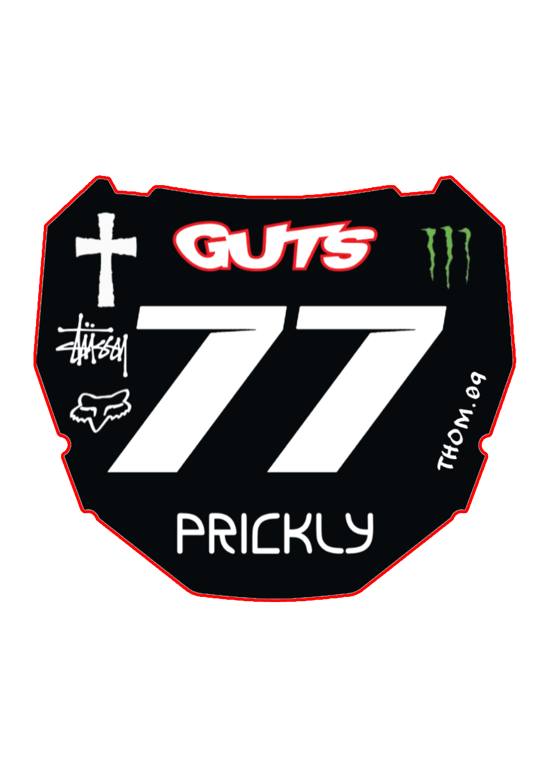 Front Plate Decal Number 77 Cross Odi Style